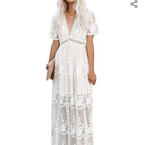 V Neck Lace Dress/Prom/Wedding